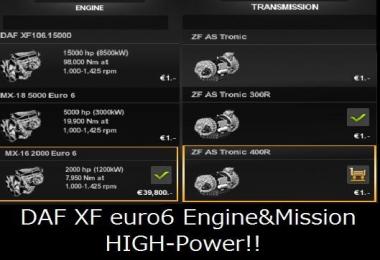 DAF XF Euro 6 High Power Engine & Transmission