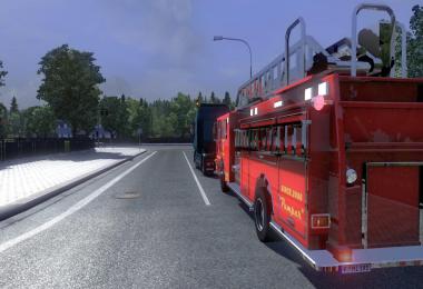 Blaze fire truck from the game Saints Row 3 in traffic