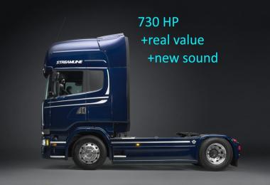 Scania R & S730 engine factory settings and sound v1.1