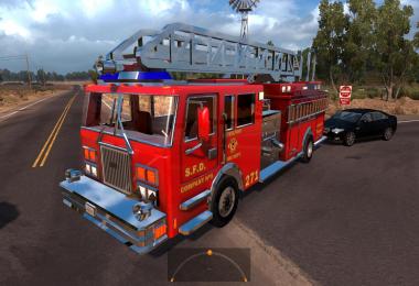 Two fire trucks in traffic (with siren and flashing lights) for v1.4