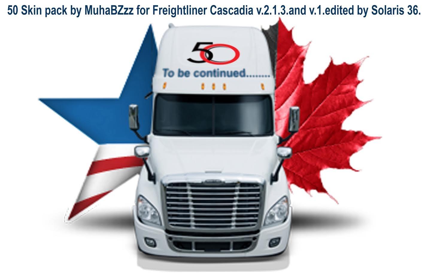 50 Skin Pack for Freightliner Cascadia V2.1.3 edited by Solaris36
