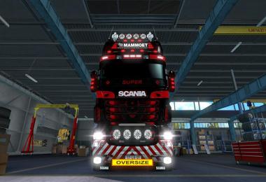 Skin Mammoet  for Scania R (RJL) + Lightbox's 1.28