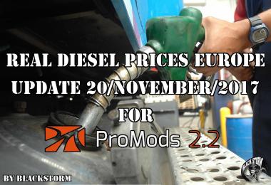 Real Diesel Prices for Europe for Promods v2.20 (Date: 20/11/2017)