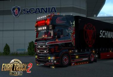 Scania RS (RJL) Black & Red Griffin Skin + Accessory Parts v1.0