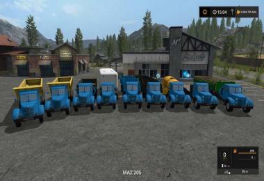 Trucks and trailers MAZ and YAZ 200 SERIES v1.0
