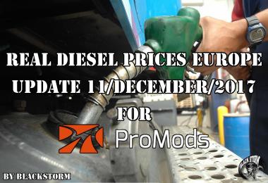 Real Diesel Prices for Europe for Promods 2.25 (Date: 11/12/2017)