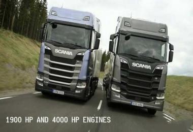 New Scania S and R 1900 HP and 4000 HP Engines