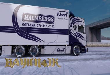 Scania S 2016 SCS Malmbergs skin by Kraker&NTM addon 1.30