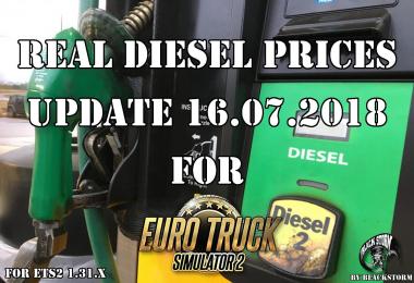 Real Diesel Prices for ETS2 map (16.07.2018)