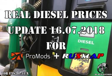 Real Diesel Prices for Promods Map 2.27 & RusMap 1.8 (16.07.2018)