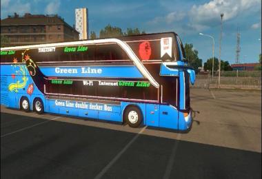 Green line double decker Bus Mercedes Bd skin and mods v1.0