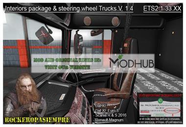 Interior package & steering wheel Trucks v1.4 For 1.33.x