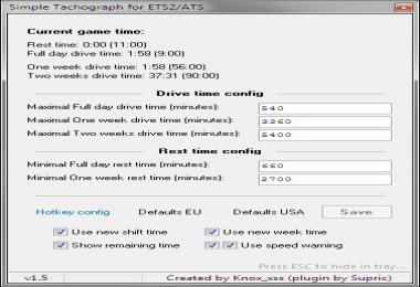 Simple Tachograph for ETS2/ATS v1.5