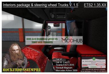 Interior package & steering wheel Trucks v1.5 For 1.35.x