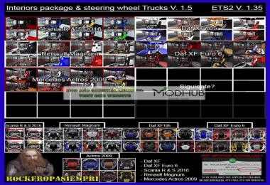 Interior package & steering wheel Trucks v1.5 For 1.35.x
