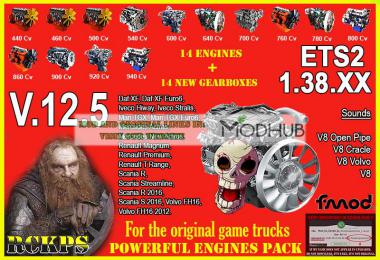 Pack Powerful Engines + Gearboxes v12.5 for ETS2 1.38.x