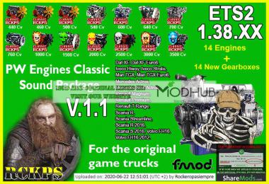 PW Engines Classic Sounds Pack v1.1 para ETS2 1.38.x