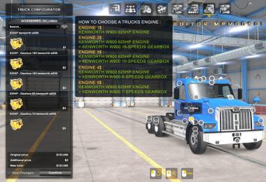 Kenworth W900 625HP Engine And Gearbox For All Trucks v1.2