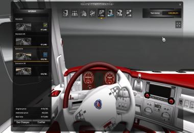 Scania R Red-White Interior