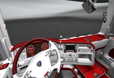 Scania R Red-White Interior