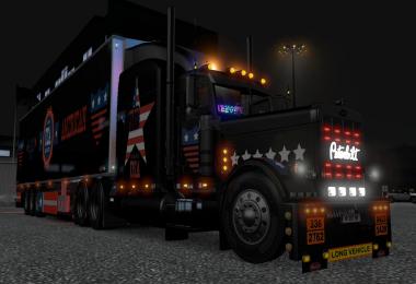 Peterbilt 389 U.S.A Metallic Paint Job and Trailer Chereau standalone