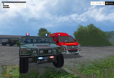 The Hummer H1 with blue red light v1.0