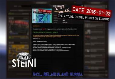 Actual Diesel prices in Europe + Belarus & Russia