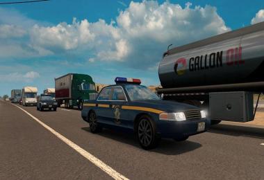 Separate California and Nevada Highway Patrol Cars