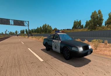 Separate California and Nevada Highway Patrol Cars