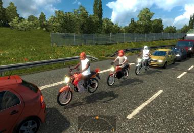 Bikers in traffic for 1.23 and 1.24
