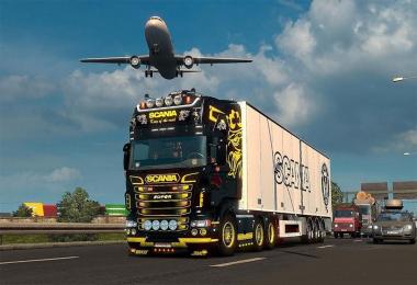 Scania R & Streamline Black&Yellow Skin + LimetecTrailer + Accessory