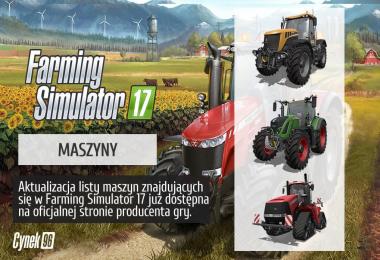 List of the machines included in FS17