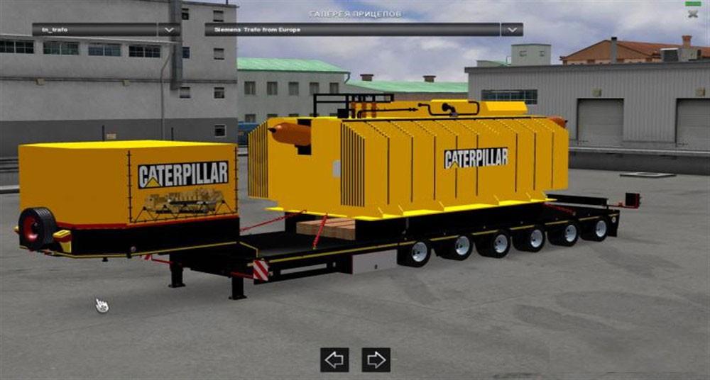 Trailer with Caterpillar Heavy Transformer Trailer with Caterpillar Heavy Transformer
