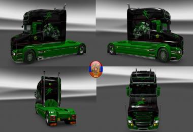 Scania T (RJL) & Trailer Aero Dynamic Suzuki Style Combo Skin Packs