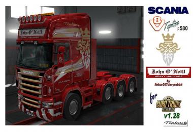 Scania R580 V8 Topline – John O'Neill Texture (RJL) v1.0
