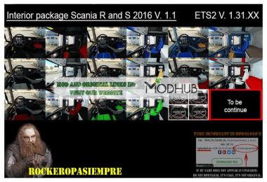 Interior package Scania R and S 2016 v1.1 ETS2 1.31.x