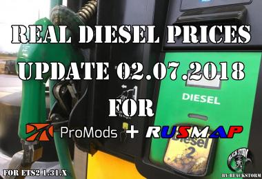 Real Diesel Prices for Promods Map v2.27 & RusMap v1.8 (02.07.2018)