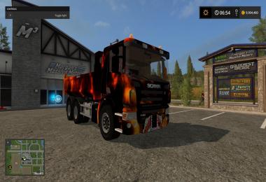 SCANIA P420 BENNE REMORQUE FIRE v1.0