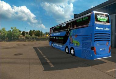 Green line double decker Bus Mercedes Bd skin and mods v1.0