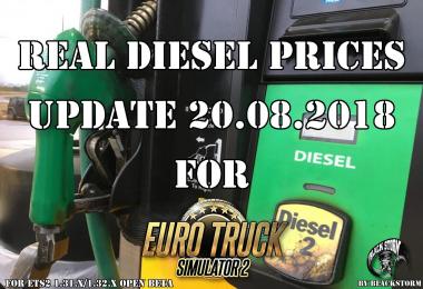 Real Diesel Prices for ETS2 map (udp 20.08.2018)