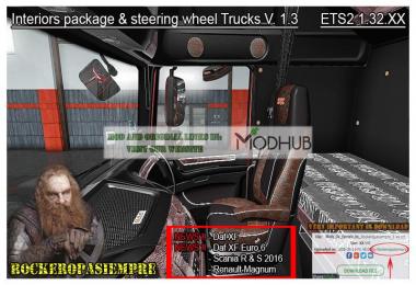 Interior package & steering wheel Trucks v1.3 For 1.32.x