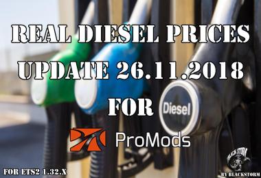 Real Diesel Prices for Promods Map v2.31 (26.11.2018)