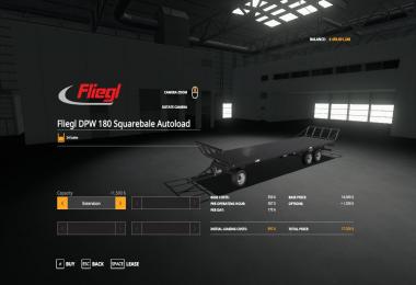 FS19 Fliegl DPW 180 Squarebale Autoload v1.0