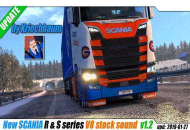 New Scania R & S Series V8 Stock Sound v1.2 1.33.x