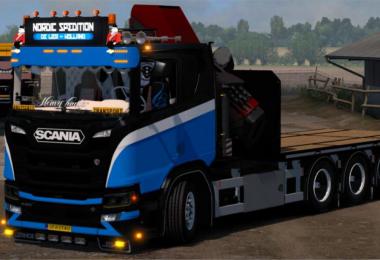 Scania Flatbed Crane Tandem Addon v1.0