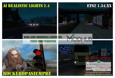 AI Realistic lights v2.4 for ETS2 1.34.x