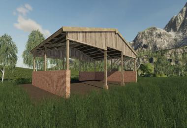 Wood Frame Open Sheds With Brick Wall v1.0.0.0
