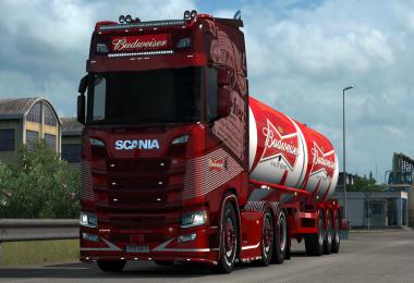 Budweiser Scania & Trailer Skins v1.0 1.35.x