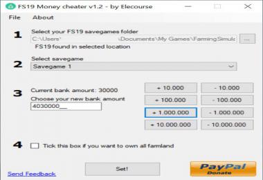 FS19 Money Cheater v1.3