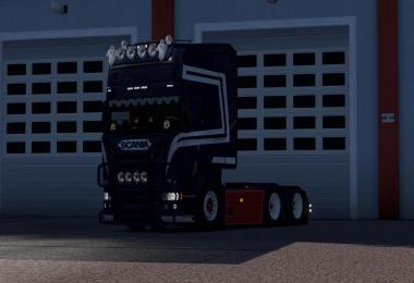 Scania Rjl White, Red and Blue skin Norwegen Style 1.35.x